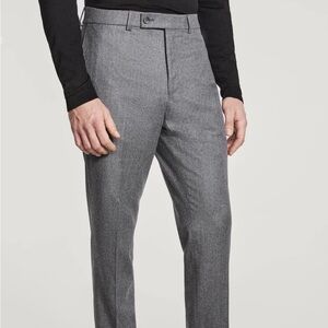 JACK VICTOR CLASSIC Light Grey Flannel Cuffed Trouser SIZE: 36XL  100% wool